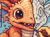 Draw picture by numbers. Pixel Art.
